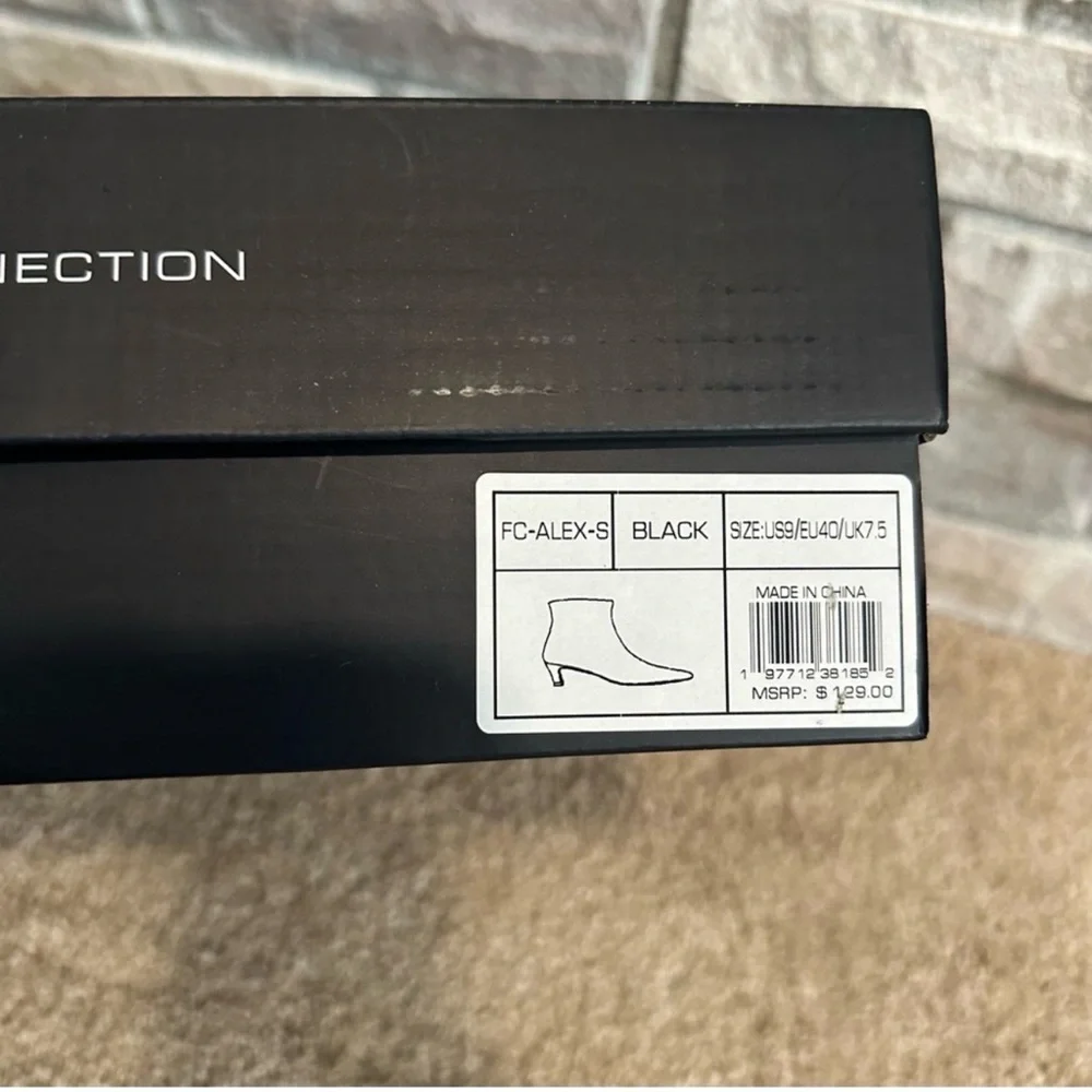 French Connection Ankle Bootie Alex Kitten Heel Black Faux Leather NIB - Picture 6 of 9